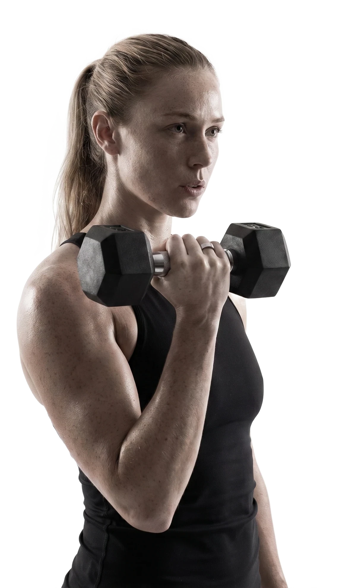 Woman strength training wearing the Vexo Ring