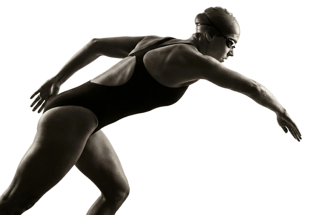 Swimmer mid-stroke wearing the Vexo Ring